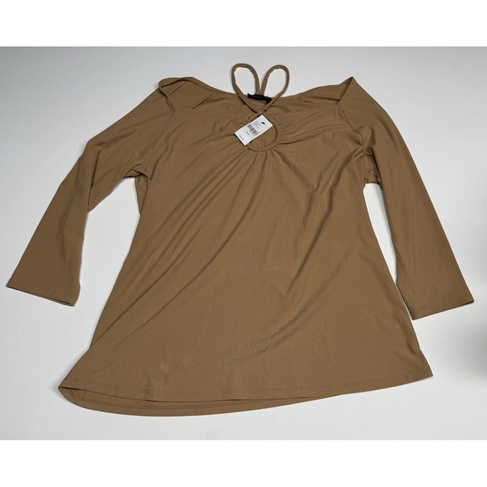 Lane Bryant Ribbed Halter Top Tan Womens 14/16 XL NWT